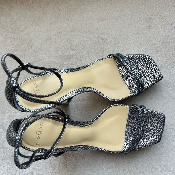 Alexandre Birman Lenny Silver On Black Leather Platform Heeled Sandal 39.5/9-9.5 - Picture 8 of 16